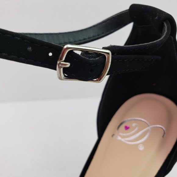 NEW MVE Laser-S Womens Size 9 Black Rhinestone Formal Ankle Strap Party 4" Heels - Picture 10 of 13